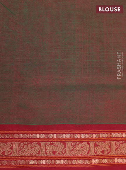 Green & Maroon Kanchipuram Silk Cotton - Checks