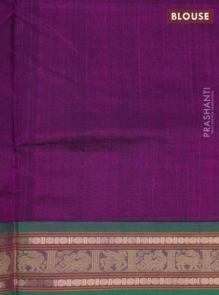 Purple & Green Kanchipuram Silk Cotton - Checks