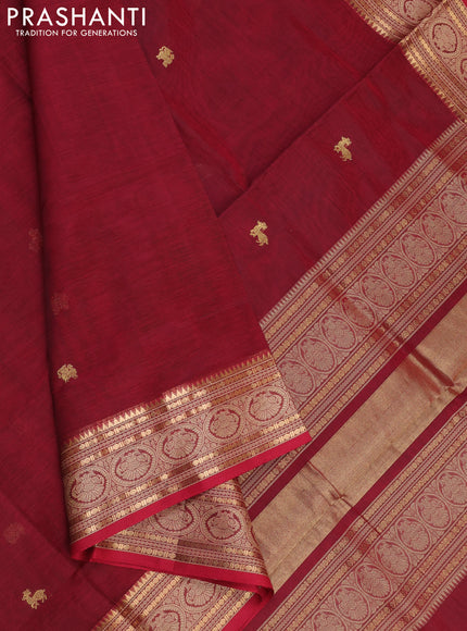 Maroon Kanchipuram Silk Cotton - Buttas