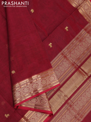 Maroon Kanchipuram Silk Cotton - Buttas