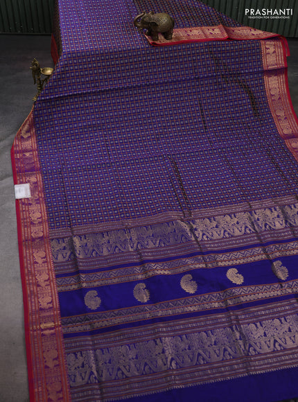 Blue & Pink Kanchipuram Silk Cotton - Checks
