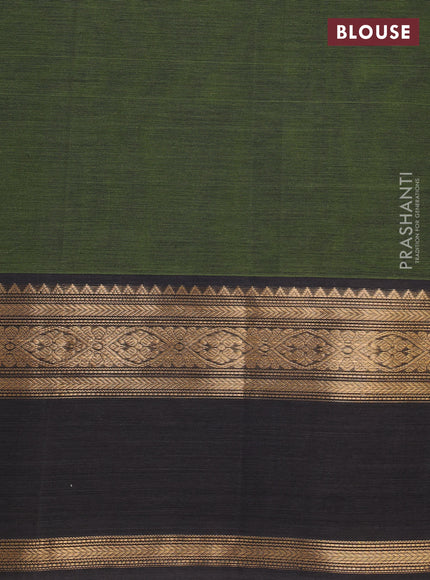 Sap Green & Black Kanchipuram Silk Cotton - Checks