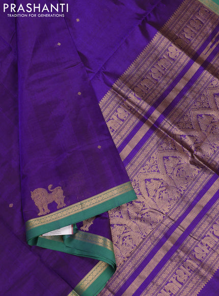 Violet & Green Kanchipuram Silk Cotton - Buttas