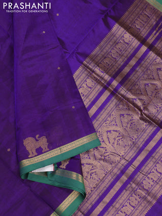 Violet & Green Kanchipuram Silk Cotton - Buttas