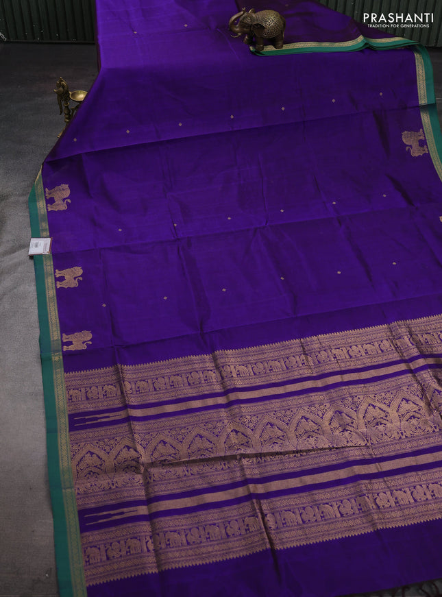 Violet & Green Kanchipuram Silk Cotton - Buttas