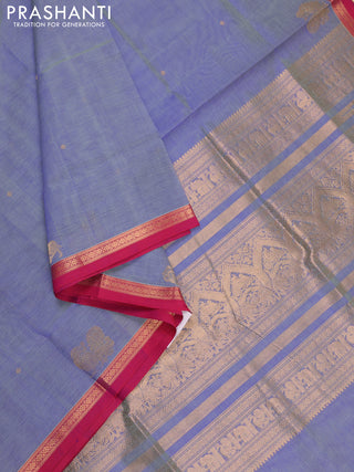 Blue & Pink Kanchipuram Silk Cotton - Buttas