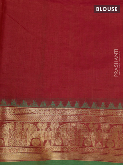 Red & Green Kanchipuram Silk Cotton - Checks