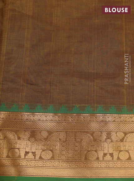 Mehendi Green & Green Kanchipuram Silk Cotton - Checks