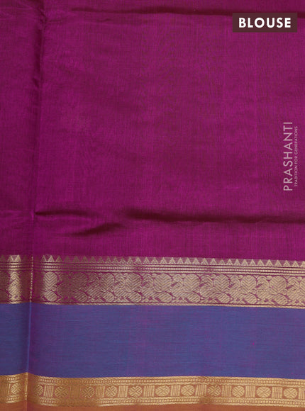 Pink & Peacock Blue Kanchipuram Silk Cotton - Buttas