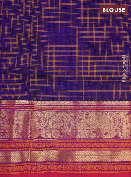 Violet & Pink Kanchipuram Silk Cotton - Checks