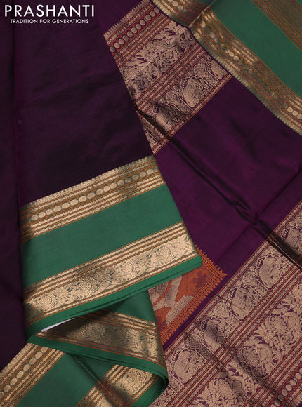 Purple & Green Kanchipuram Silk Cotton - Buttas
