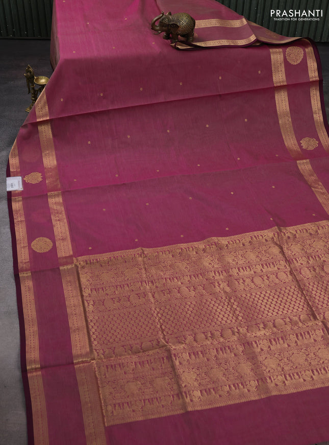 Pink Kanchipuram Silk Cotton - Buttas