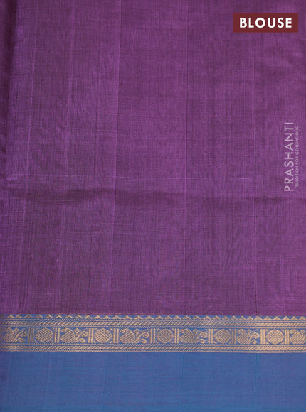 Purple & Peacock Blue Kanchipuram Silk Cotton - Buttas