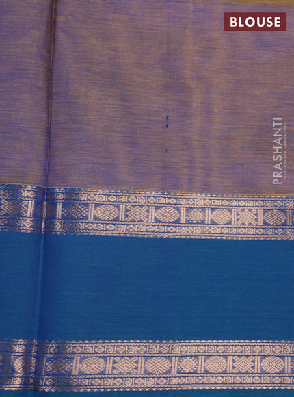 Purple & Peacock Blue Kanchipuram Silk Cotton - Buttas
