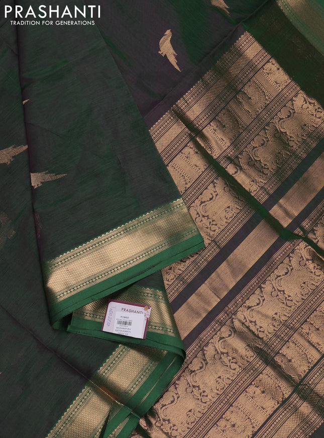 Green Kanchipuram Silk Cotton - Buttas
