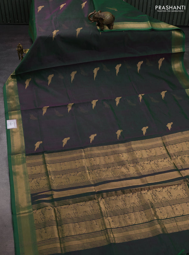 Green Kanchipuram Silk Cotton - Buttas
