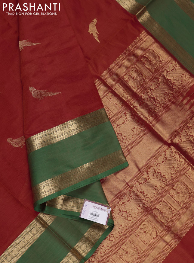 Red & Green Kanchipuram Silk Cotton - Buttas
