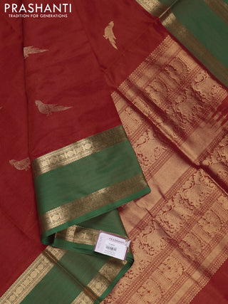Red & Green Kanchipuram Silk Cotton - Buttas