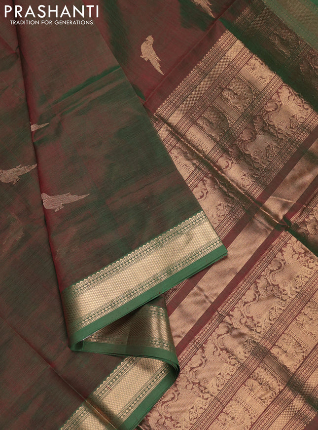 Green Kanchipuram Silk Cotton - Buttas