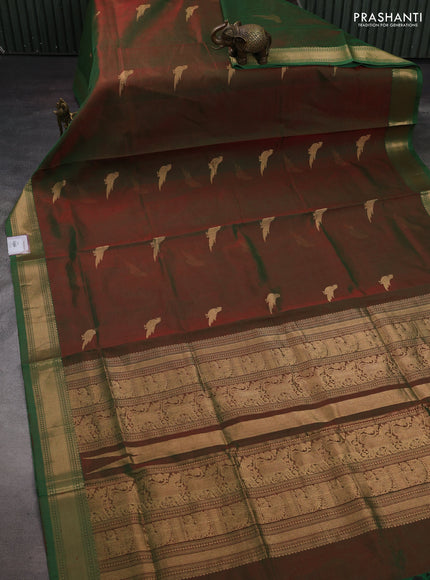 Green Kanchipuram Silk Cotton - Buttas