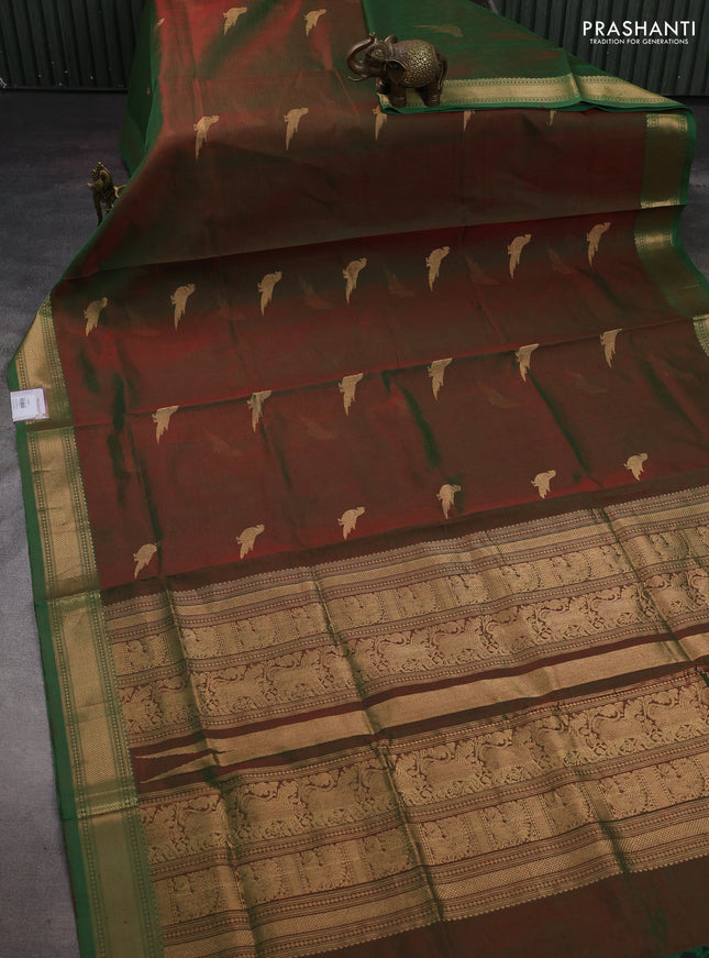Green Kanchipuram Silk Cotton - Buttas