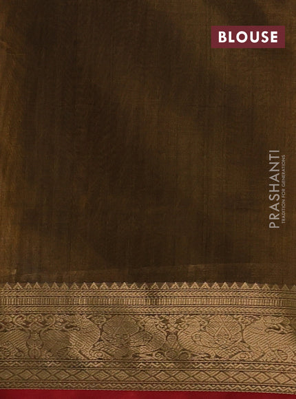 Brown & Red Kanchipuram Silk Cotton - Checks