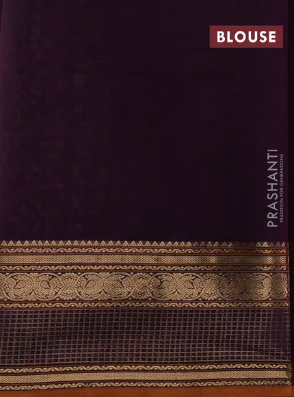 Purple & Mustard Yellow Kanchipuram Silk Cotton - Checks