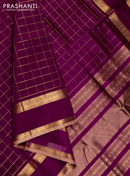 Purple Kanchipuram Silk Cotton - Checks
