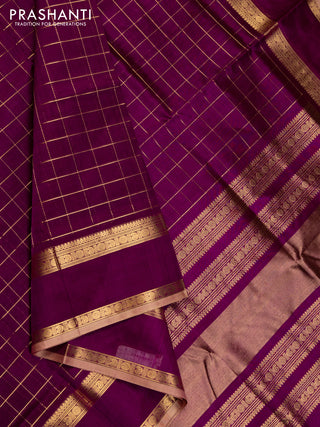 Purple Kanchipuram Silk Cotton - Checks