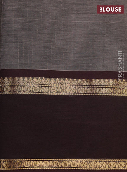 Grey & Coffee Brown Kanchipuram Silk Cotton Saree