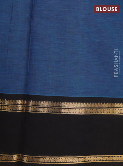Peacock Blue & Black Kanchipuram Silk Cotton Saree