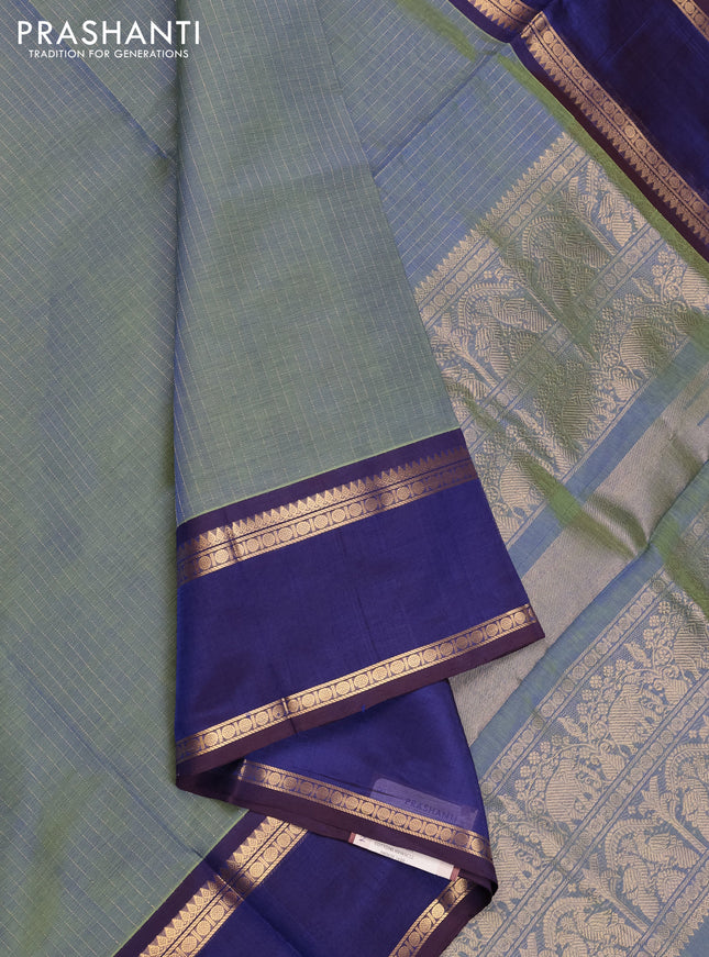 Green & Violet Kanchipuram Silk Cotton Saree