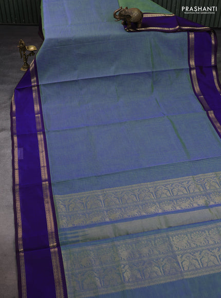 Green & Violet Kanchipuram Silk Cotton Saree