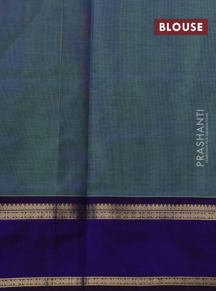 Green & Violet Kanchipuram Silk Cotton Saree
