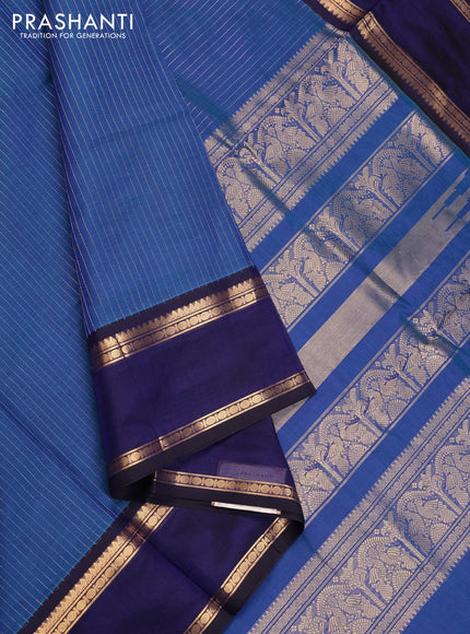 Blue & Violet Kanchipuram Silk Cotton Saree