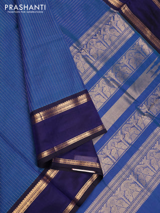 Blue & Violet Kanchipuram Silk Cotton Saree