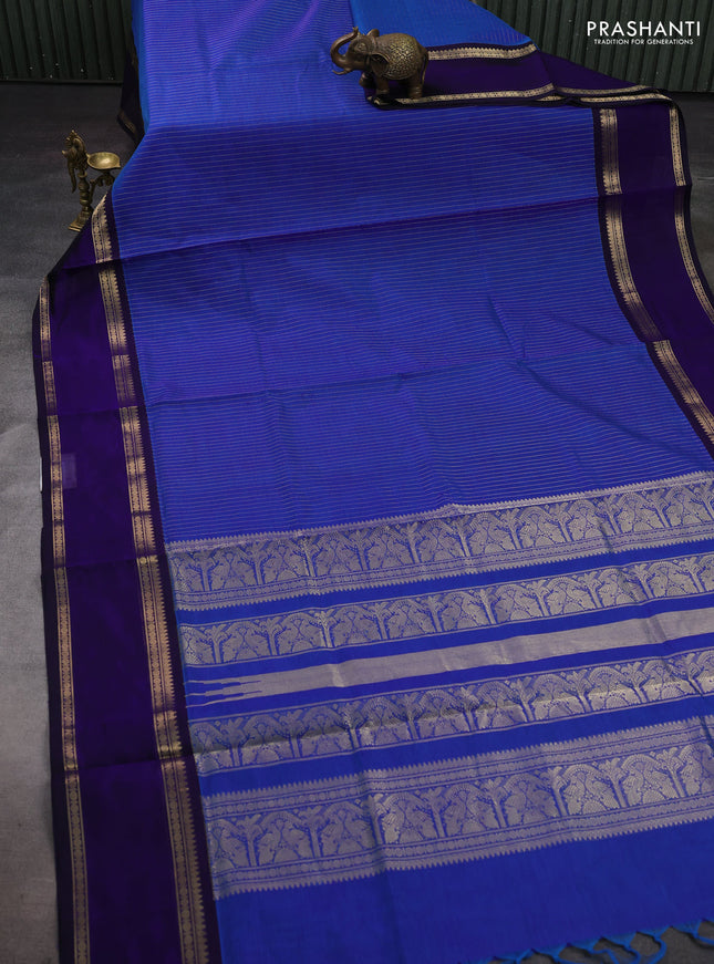 Blue & Violet Kanchipuram Silk Cotton Saree