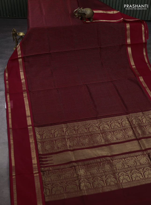 Maroon & Red Kanchipuram Silk Cotton Saree