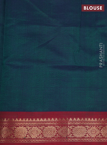 Peacock Blue & Maroon Kanchipuram Silk Cotton - Buttas