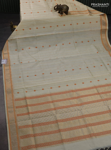 Off White Kanchipuram Silk Cotton Saree