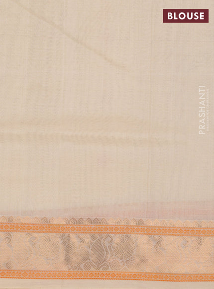 Off White Kanchipuram Silk Cotton Saree
