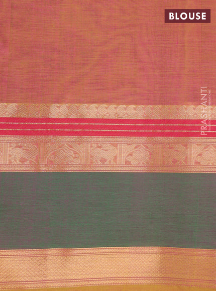 Pink & Green Kanchipuram Silk Cotton - Laksha Deepam