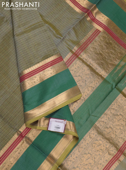 Green Kanchipuram Silk Cotton - Laksha Deepam