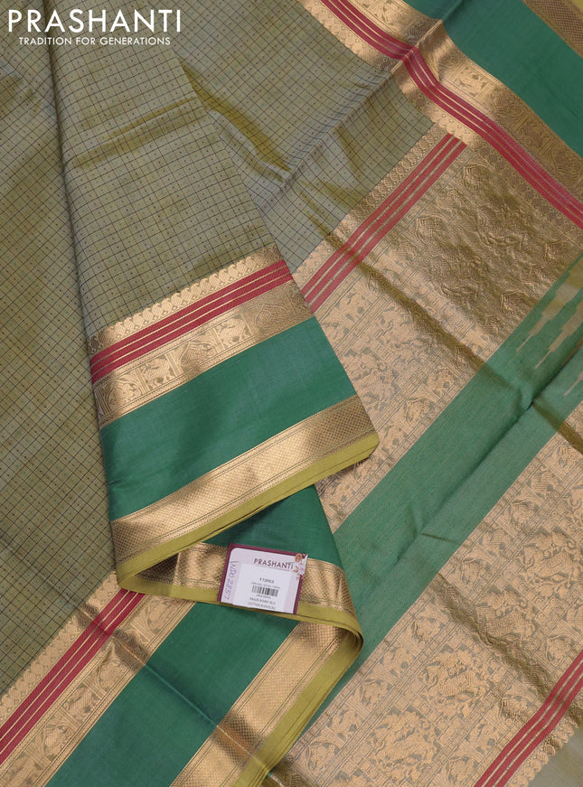 Green Kanchipuram Silk Cotton - Laksha Deepam