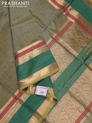 Green Kanchipuram Silk Cotton - Laksha Deepam