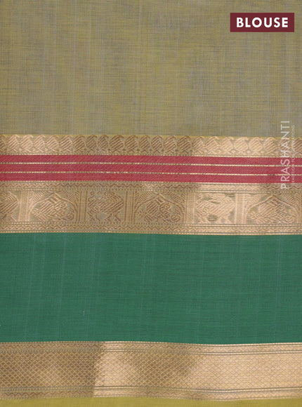 Green Kanchipuram Silk Cotton - Laksha Deepam