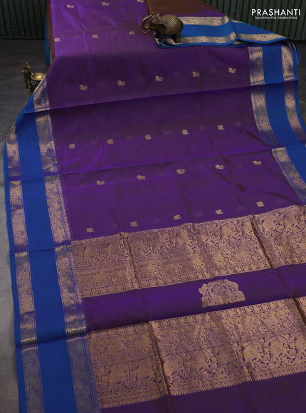 Purple & Cs Blue Kanchipuram Silk Cotton - Buttas