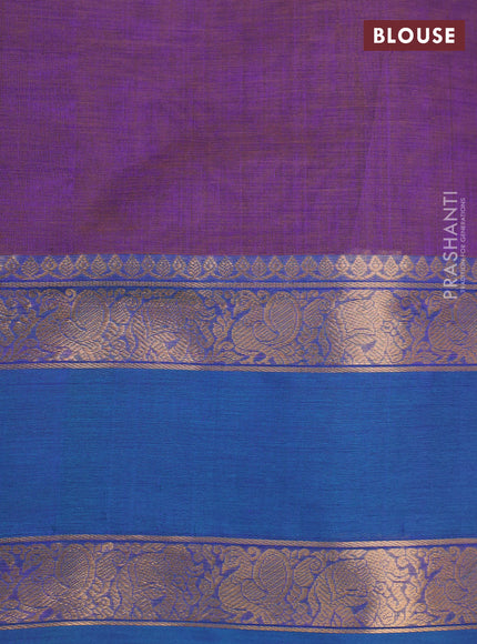 Purple & Cs Blue Kanchipuram Silk Cotton - Buttas