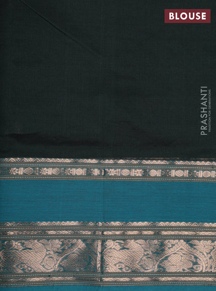 Bottle Green & Teal Blue Kanchipuram Silk Cotton - Buttas