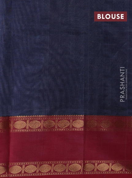 Grey & Red Kanchipuram Silk Cotton Saree